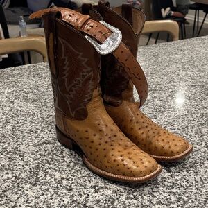Tony Lama ostrich worn 2x w/ matching belt (36)